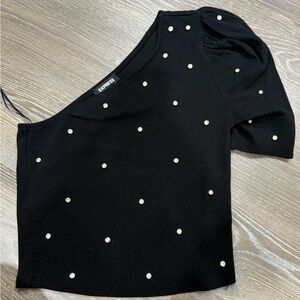 Express Black Ribbed Knit Top